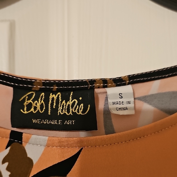 Bob Mackie Peach and Black Floral Tunic - Picture 2 of 4